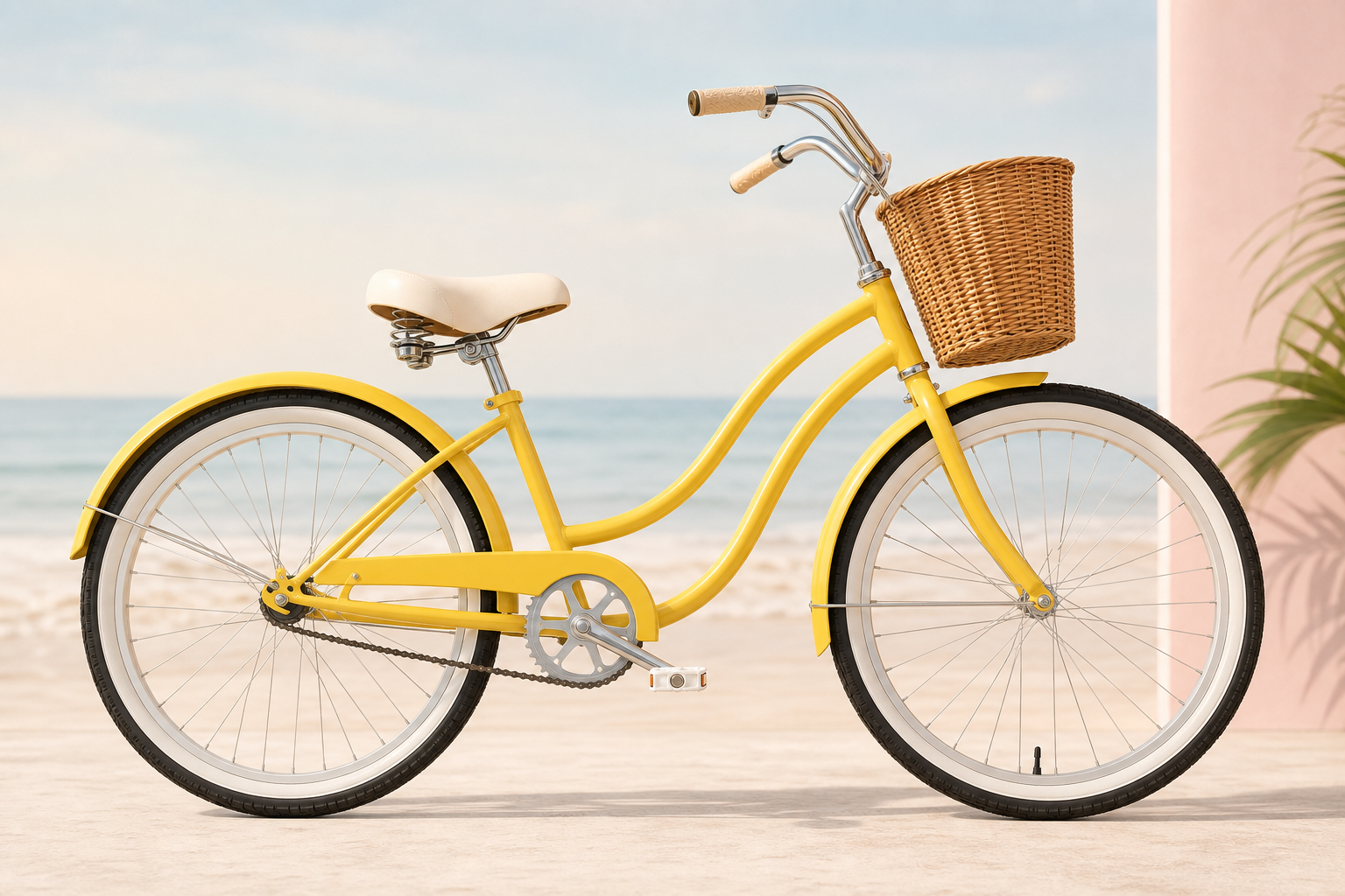 glerc 24 inch beach cruiser bike 6 speed hybrid city bicycle for girls youth and over 6 years old missy bike with wicker basket lightweight yellow